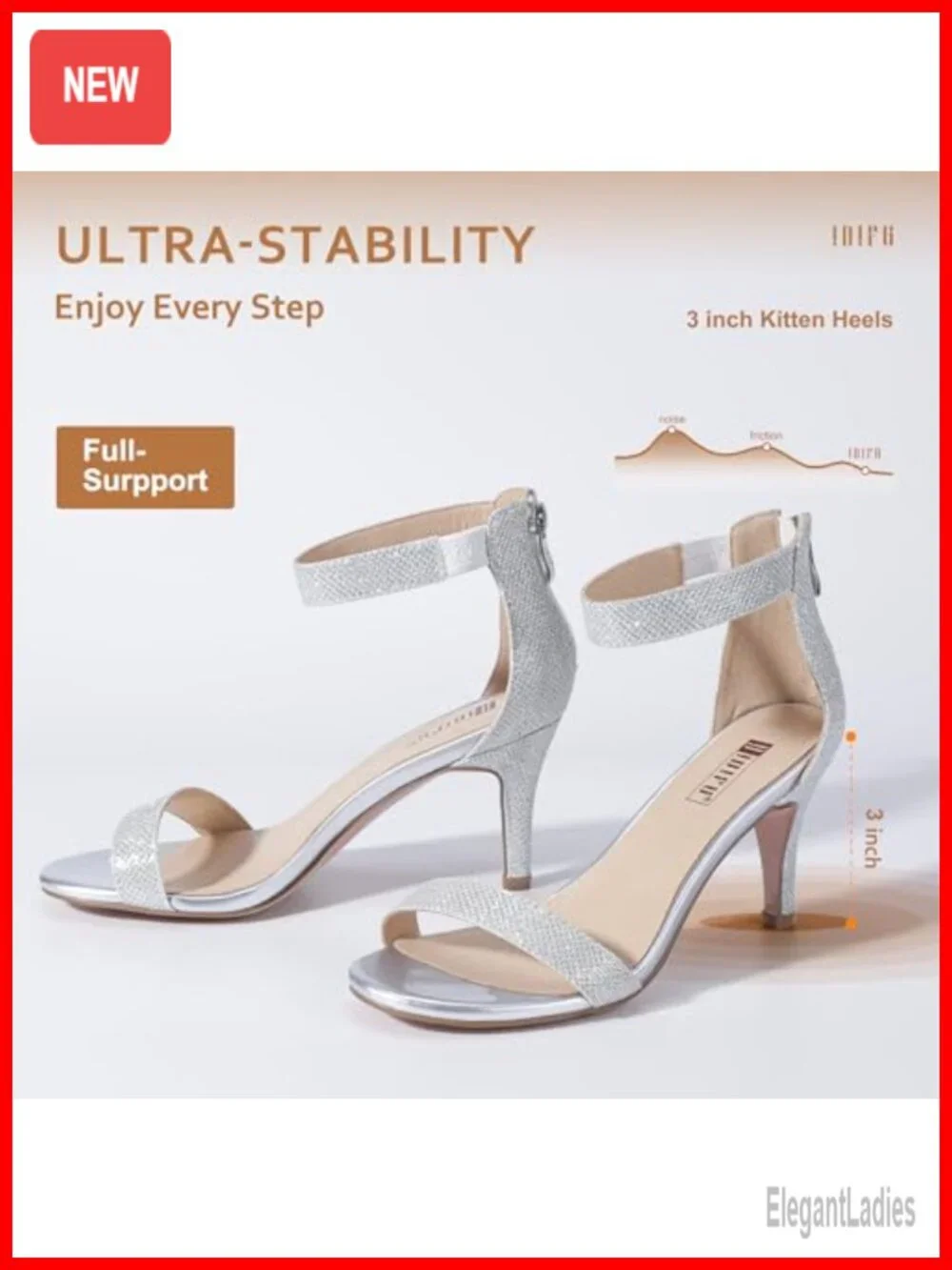 IDIFU 3 Inch Kitten Heel Ankle Strap Sandals Dressy Wedding Heels
